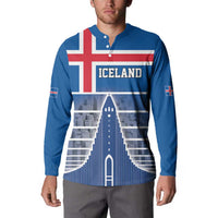 Iceland Hallgrimskirkja Church Button Sweatshirt Icelandic Flag Design - Wonder Print Shop