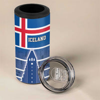 Iceland Hallgrimskirkja Church 4 in 1 Can Cooler Tumbler Icelandic Flag Design - Wonder Print Shop