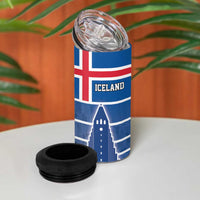Iceland Hallgrimskirkja Church 4 in 1 Can Cooler Tumbler Icelandic Flag Design - Wonder Print Shop