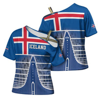 Iceland Hallgrimskirkja Church Cross Shoulder Shirt Icelandic Flag Design - Wonder Print Shop