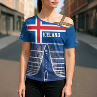 Iceland Hallgrimskirkja Church Cross Shoulder Shirt Icelandic Flag Design - Wonder Print Shop