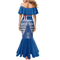Iceland Hallgrimskirkja Church Family Matching Mermaid Dress and Hawaiian Shirt Icelandic Flag Design - Wonder Print Shop