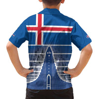 Iceland Hallgrimskirkja Church Family Matching Off Shoulder Maxi Dress and Hawaiian Shirt Icelandic Flag Design - Wonder Print Shop