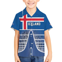 Iceland Hallgrimskirkja Church Family Matching Off Shoulder Maxi Dress and Hawaiian Shirt Icelandic Flag Design - Wonder Print Shop