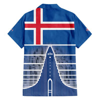 Iceland Hallgrimskirkja Church Family Matching Off Shoulder Short Dress and Hawaiian Shirt Icelandic Flag Design - Wonder Print Shop