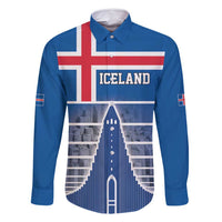 Iceland Hallgrimskirkja Church Family Matching Off Shoulder Short Dress and Hawaiian Shirt Icelandic Flag Design - Wonder Print Shop