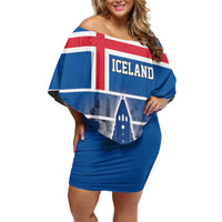 Iceland Hallgrimskirkja Church Family Matching Off Shoulder Short Dress and Hawaiian Shirt Icelandic Flag Design - Wonder Print Shop