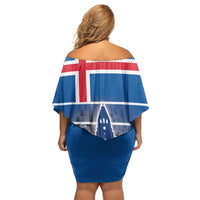 Iceland Hallgrimskirkja Church Family Matching Off Shoulder Short Dress and Hawaiian Shirt Icelandic Flag Design - Wonder Print Shop