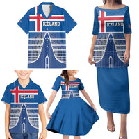 Iceland Hallgrimskirkja Church Family Matching Puletasi and Hawaiian Shirt Icelandic Flag Design - Wonder Print Shop