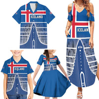 Iceland Hallgrimskirkja Church Family Matching Summer Maxi Dress and Hawaiian Shirt Icelandic Flag Design - Wonder Print Shop