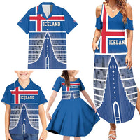Iceland Hallgrimskirkja Church Family Matching Summer Maxi Dress and Hawaiian Shirt Icelandic Flag Design - Wonder Print Shop