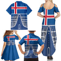 Iceland Hallgrimskirkja Church Family Matching Summer Maxi Dress and Hawaiian Shirt Icelandic Flag Design - Wonder Print Shop