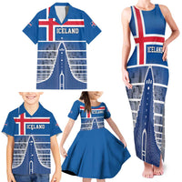 Iceland Hallgrimskirkja Church Family Matching Tank Maxi Dress and Hawaiian Shirt Icelandic Flag Design - Wonder Print Shop