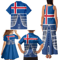 Iceland Hallgrimskirkja Church Family Matching Tank Maxi Dress and Hawaiian Shirt Icelandic Flag Design - Wonder Print Shop