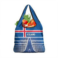 Iceland Hallgrimskirkja Church Grocery Bag Icelandic Flag Design - Wonder Print Shop