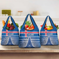 Iceland Hallgrimskirkja Church Grocery Bag Icelandic Flag Design - Wonder Print Shop