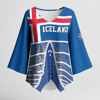 Iceland Hallgrimskirkja Church Kimono Sleeve Blouse Icelandic Flag Design - Wonder Print Shop