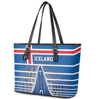Iceland Hallgrimskirkja Church Leather Tote Bag Icelandic Flag Design - Wonder Print Shop
