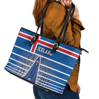 Iceland Hallgrimskirkja Church Leather Tote Bag Icelandic Flag Design - Wonder Print Shop