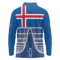 Iceland Hallgrimskirkja Church Long Sleeve Polo Shirt Icelandic Flag Design - Wonder Print Shop
