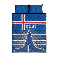 Iceland Hallgrimskirkja Church Quilt Bed Set Icelandic Flag Design - Wonder Print Shop
