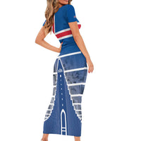 Iceland Hallgrimskirkja Church Short Sleeve Bodycon Dress Icelandic Flag Design - Wonder Print Shop