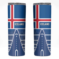 Iceland Hallgrimskirkja Church Skinny Tumbler Icelandic Flag Design - Wonder Print Shop
