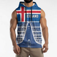 Iceland Hallgrimskirkja Church Sleeveless Hoodie Icelandic Flag Design - Wonder Print Shop