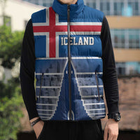 Iceland Hallgrimskirkja Church Sleeveless Puffer Jacket Icelandic Flag Design - Wonder Print Shop