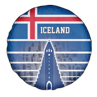 Iceland Hallgrimskirkja Church Spare Tire Cover Icelandic Flag Design - Wonder Print Shop