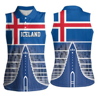 Iceland Hallgrimskirkja Church Women Sleeveless Polo Shirt Icelandic Flag Design - Wonder Print Shop