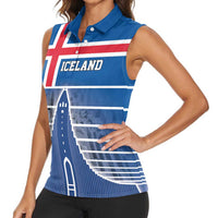 Iceland Hallgrimskirkja Church Women Sleeveless Polo Shirt Icelandic Flag Design - Wonder Print Shop