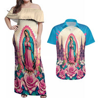 Our Lady of Guadalupe Couples Matching Off Shoulder Maxi Dress and Hawaiian Shirt Virgin Mary of Mexico - Wonder Print Shop