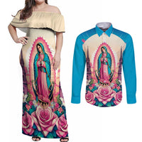 Our Lady of Guadalupe Couples Matching Off Shoulder Maxi Dress and Long Sleeve Button Shirt Virgin Mary of Mexico - Wonder Print Shop