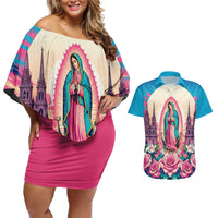 Our Lady of Guadalupe Couples Matching Off Shoulder Short Dress and Hawaiian Shirt Virgin Mary of Mexico - Wonder Print Shop
