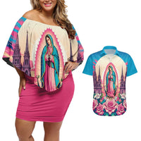 Our Lady of Guadalupe Couples Matching Off Shoulder Short Dress and Hawaiian Shirt Virgin Mary of Mexico - Wonder Print Shop