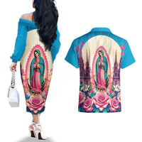 Our Lady of Guadalupe Couples Matching Off The Shoulder Long Sleeve Dress and Hawaiian Shirt Virgin Mary of Mexico - Wonder Print Shop