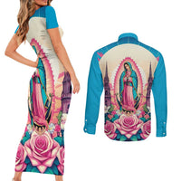Our Lady of Guadalupe Couples Matching Short Sleeve Bodycon Dress and Long Sleeve Button Shirt Virgin Mary of Mexico - Wonder Print Shop
