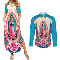 Our Lady of Guadalupe Couples Matching Summer Maxi Dress and Long Sleeve Button Shirt Virgin Mary of Mexico - Wonder Print Shop