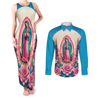 Our Lady of Guadalupe Couples Matching Tank Maxi Dress and Long Sleeve Button Shirt Virgin Mary of Mexico - Wonder Print Shop