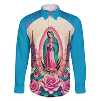 Our Lady of Guadalupe Family Matching Long Sleeve Bodycon Dress and Hawaiian Shirt Virgin Mary of Mexico - Wonder Print Shop