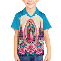 Our Lady of Guadalupe Family Matching Off The Shoulder Long Sleeve Dress and Hawaiian Shirt Virgin Mary of Mexico - Wonder Print Shop