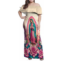 Our Lady of Guadalupe Family Matching Off Shoulder Maxi Dress and Hawaiian Shirt Virgin Mary of Mexico - undefined