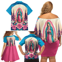 Our Lady of Guadalupe Family Matching Off Shoulder Short Dress and Hawaiian Shirt Virgin Mary of Mexico - Wonder Print Shop