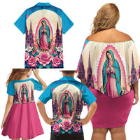 Our Lady of Guadalupe Family Matching Off Shoulder Short Dress and Hawaiian Shirt Virgin Mary of Mexico - Wonder Print Shop