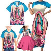 Our Lady of Guadalupe Family Matching Short Sleeve Bodycon Dress and Hawaiian Shirt Virgin Mary of Mexico - Wonder Print Shop