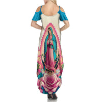 Our Lady of Guadalupe Family Matching Summer Maxi Dress and Hawaiian Shirt Virgin Mary of Mexico - Wonder Print Shop