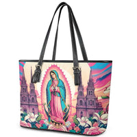 Our Lady of Guadalupe Leather Tote Bag Virgin Mary of Mexico - Wonder Print Shop
