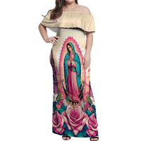 Our Lady of Guadalupe Off Shoulder Maxi Dress Virgin Mary of Mexico - Wonder Print Shop
