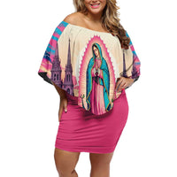 Our Lady of Guadalupe Off Shoulder Short Dress Virgin Mary of Mexico - Wonder Print Shop
